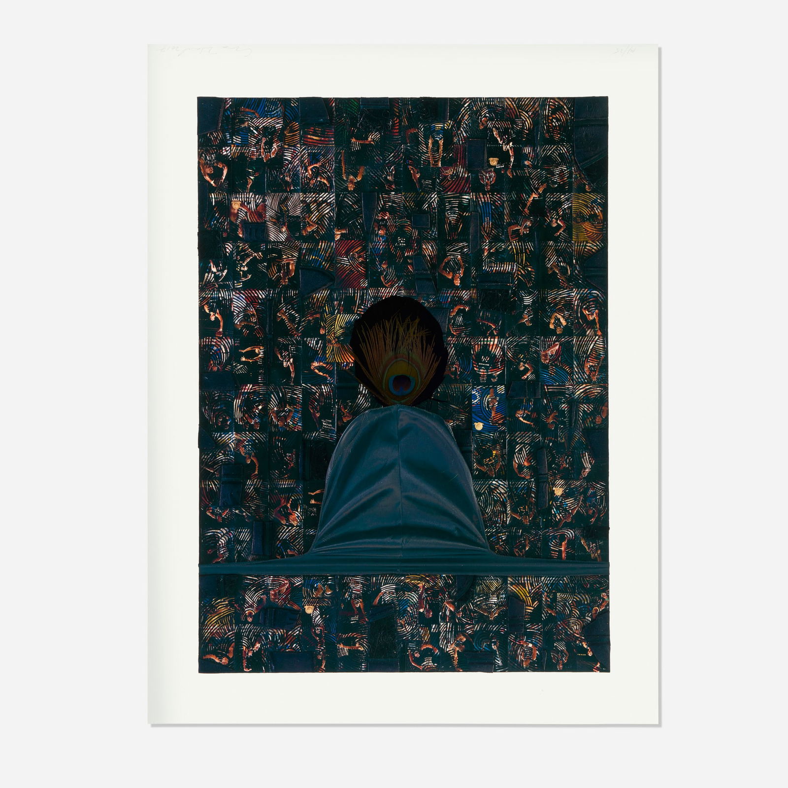 Nari Ward, Courtship Replay: Nari Ward Courtship Replay 2017offset lithograph and screenprint in colors with collaged peacock feather image: 26.875 h x 19.25 w in (68 x 49 cm) sheet: 32 h x 24.125 w in (81 x 61 cm) Sig