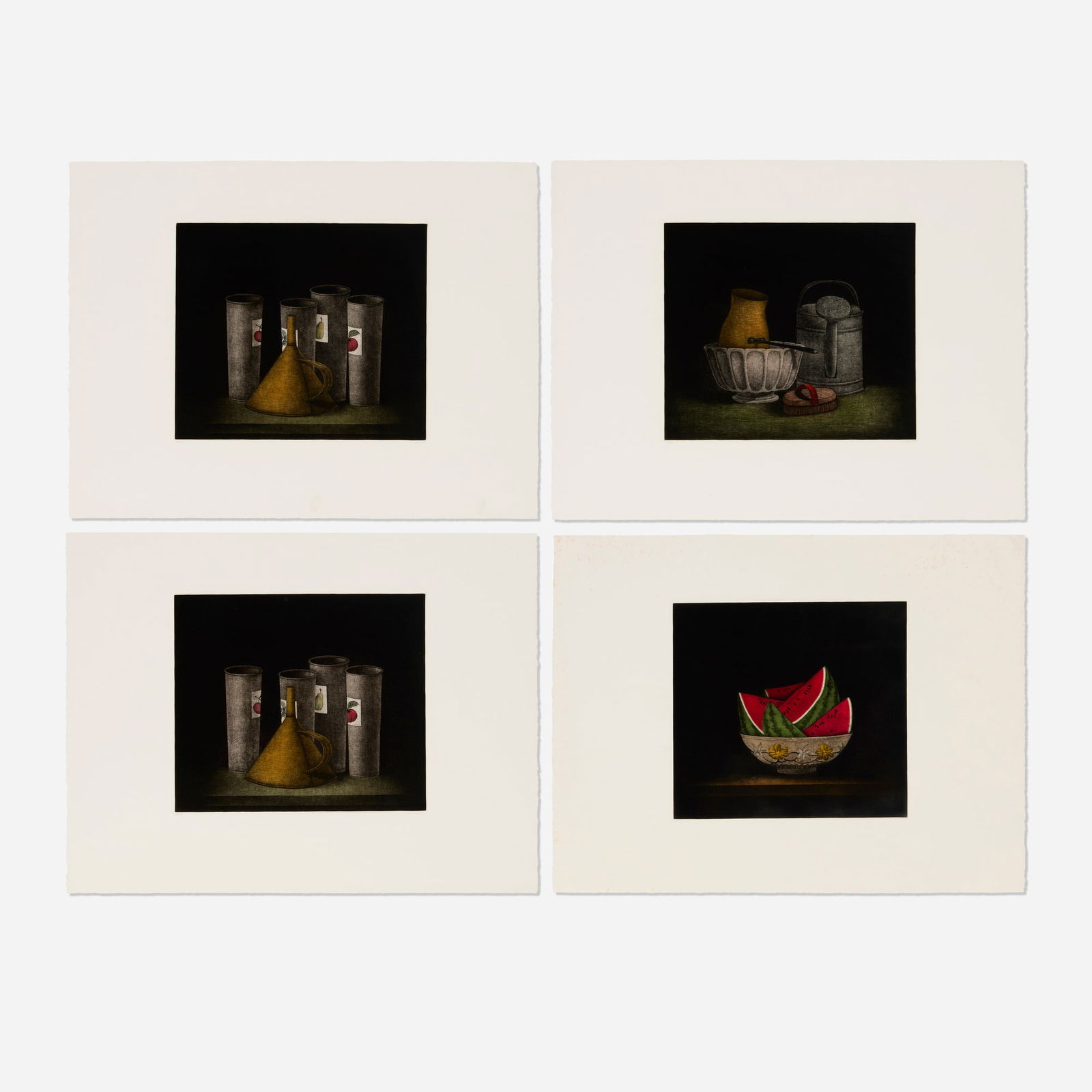 Tomoe Yokoi, Watermelons in Bowl; Watering Jug and Brush; Funnel and Fruit Cups (four works) (1 of 1)