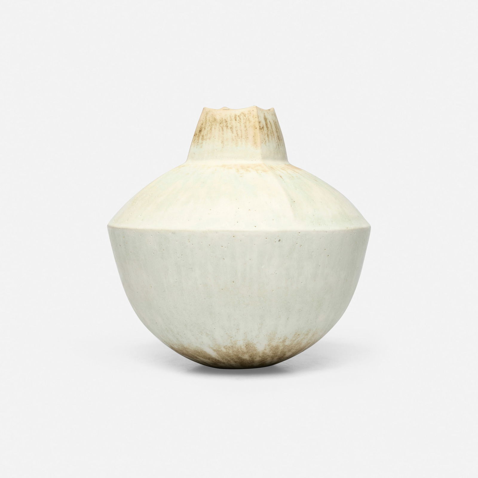 John Ward, Large Shouldered Pot with Neck: John Ward Large Shouldered Pot with Neck c. 1995glazed stoneware 12.75 h x 12.5 dia in (32 x 32 cm) Impressed artist's chop mark to underside 'JW'. Provenance: Private