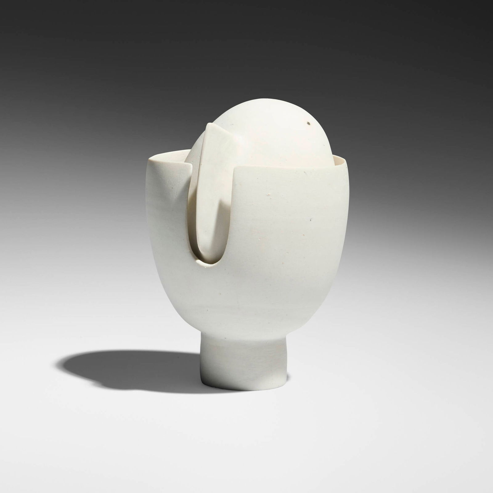 Ruth Duckworth, Untitled: Ruth Duckworth Untitled 1989bisque porcelain in two parts 5.5 h x 4 w x 4 d in (14 x 10 x 10 cm) Signed and numbered to underside 'R 005189'. Provenance: Private Collec