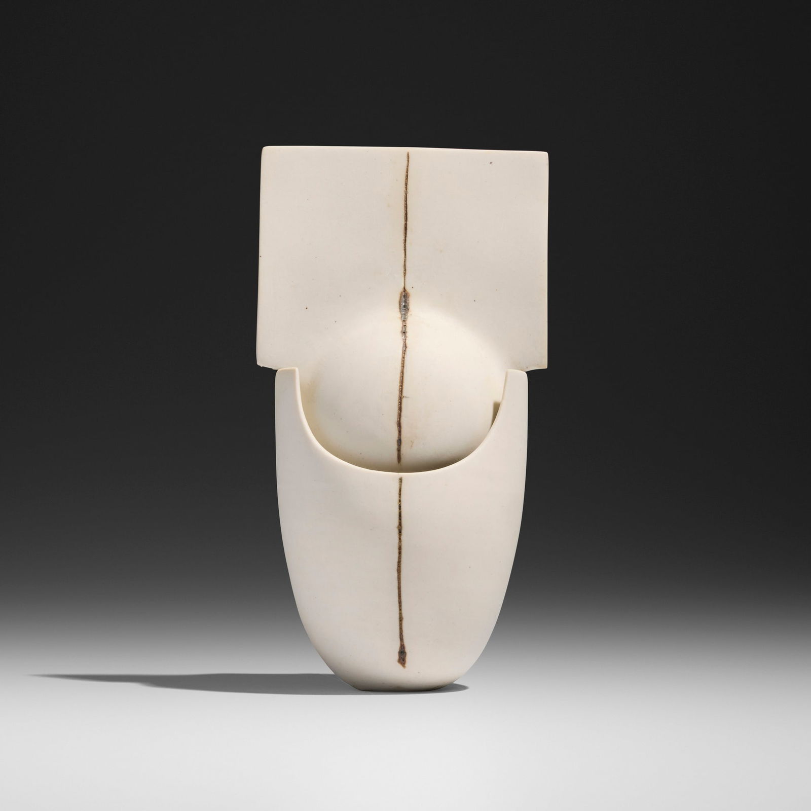Ruth Duckworth, Untitled: Ruth Duckworth Untitled 1990bisque porcelain in two parts 7.75 h x 4.125 w x 3.25 d in (20 x 10 x 8 cm) Slip date and number to underside '170790'. Provenance: Bellas A