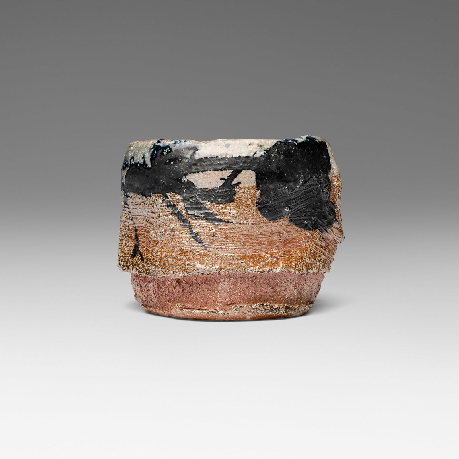 Peter Voulkos, Untitled (Tea Bowl): Peter Voulkos Untitled (Tea Bowl) 1998soda-fired stoneware with engobes and slips 7.25 h x 6.75 w x 6.25 d in (18 x 17 x 16 cm) This work was made and fired at Anderson Ranch, Aspen, CO.