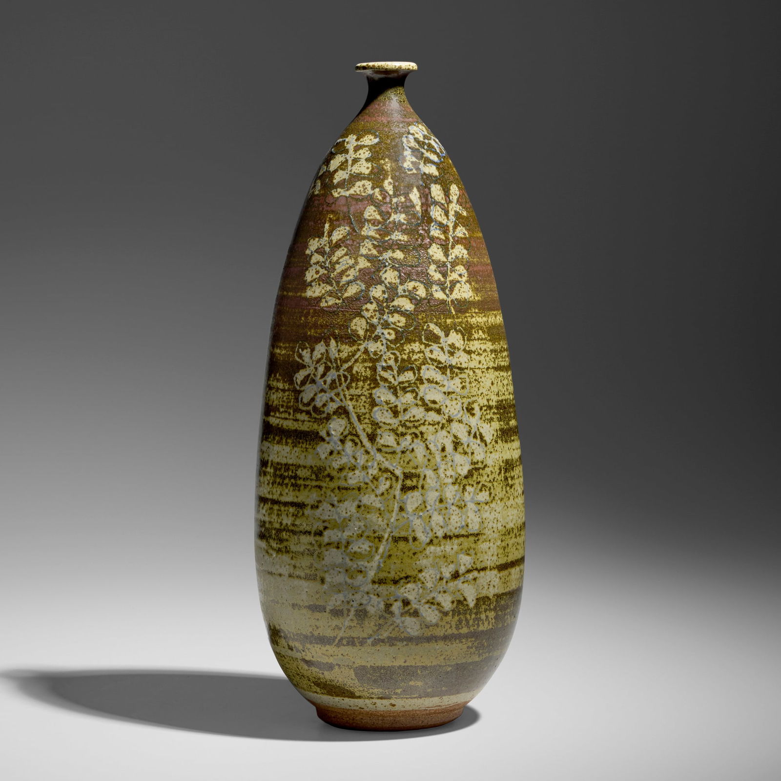 Peter Voulkos, Early and Large vase: Peter Voulkos Early and Large vase c. 1952-53glazed stoneware with wax-resist decoration 18.5 h x 7.75 dia in (47 x 20 cm) Incised signature to underside 'Voulkos'. This work is registered in