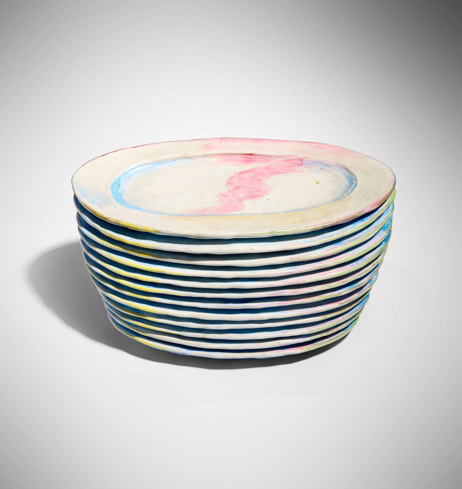 Robert Arneson, Stack of Plates: Robert Arneson Stack of Plates 1970glazed stoneware 6.75 h x 12.5 w x 8 d in (17 x 32 x 20 cm) Impressed signature and date to reverse 'Arneson 1970'. Sold with a digital copy of the invoice f