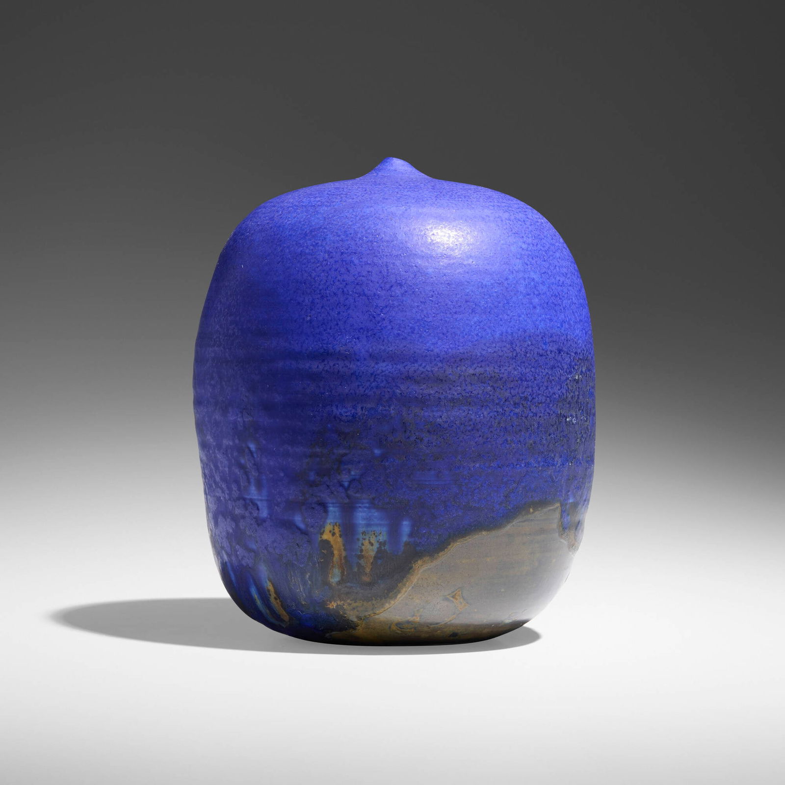 Toshiko Takaezu, Closed Form (with rattle): Toshiko Takaezu Closed Form (with rattle) c. 1985glazed porcelain 7.25 h x 5.875 dia in (18 x 15 cm) Incised signature to underside 'TT'. Provenance: Acquired directly