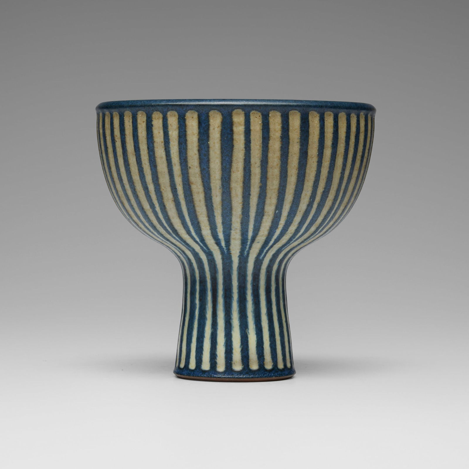 Harrison McIntosh, Footed bowl: Harrison McIntosh Footed bowl c. 1960carved and glazed stoneware 6.25 h x 6.375 dia in (16 x 16 cm) Impressed chop mark to underside 'HM'. This work will ship from Lambertv