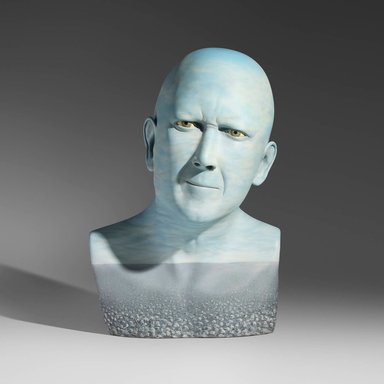 John Woodward, Vacant: John Woodward Vacant 1991-93acrylic paint on low-fired whiteware 28 h x 19.5 w x 19 d in (71 x 50 x 48 cm) Incised signature and date to lower left 'JCW 91-93'. Provenance: