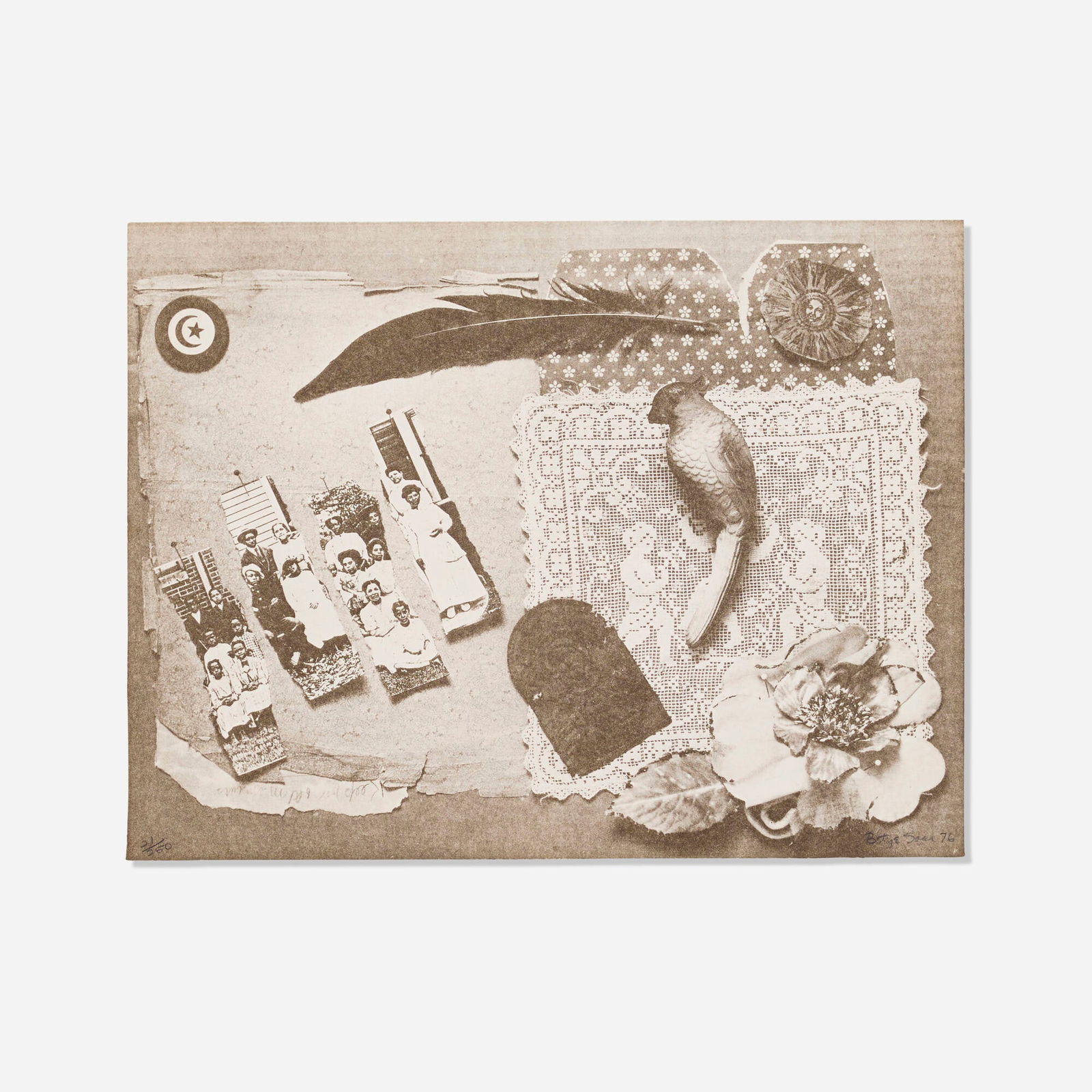 Betye Saar, Fragments: Betye Saar Fragments 1976lithograph 13.75 h x 18 w in (35 x 46 cm) Signed, dated and numbered to lower edge '21/250 Betye Saar 76'. This work is number 21 from the edition of 250 printed by Ci