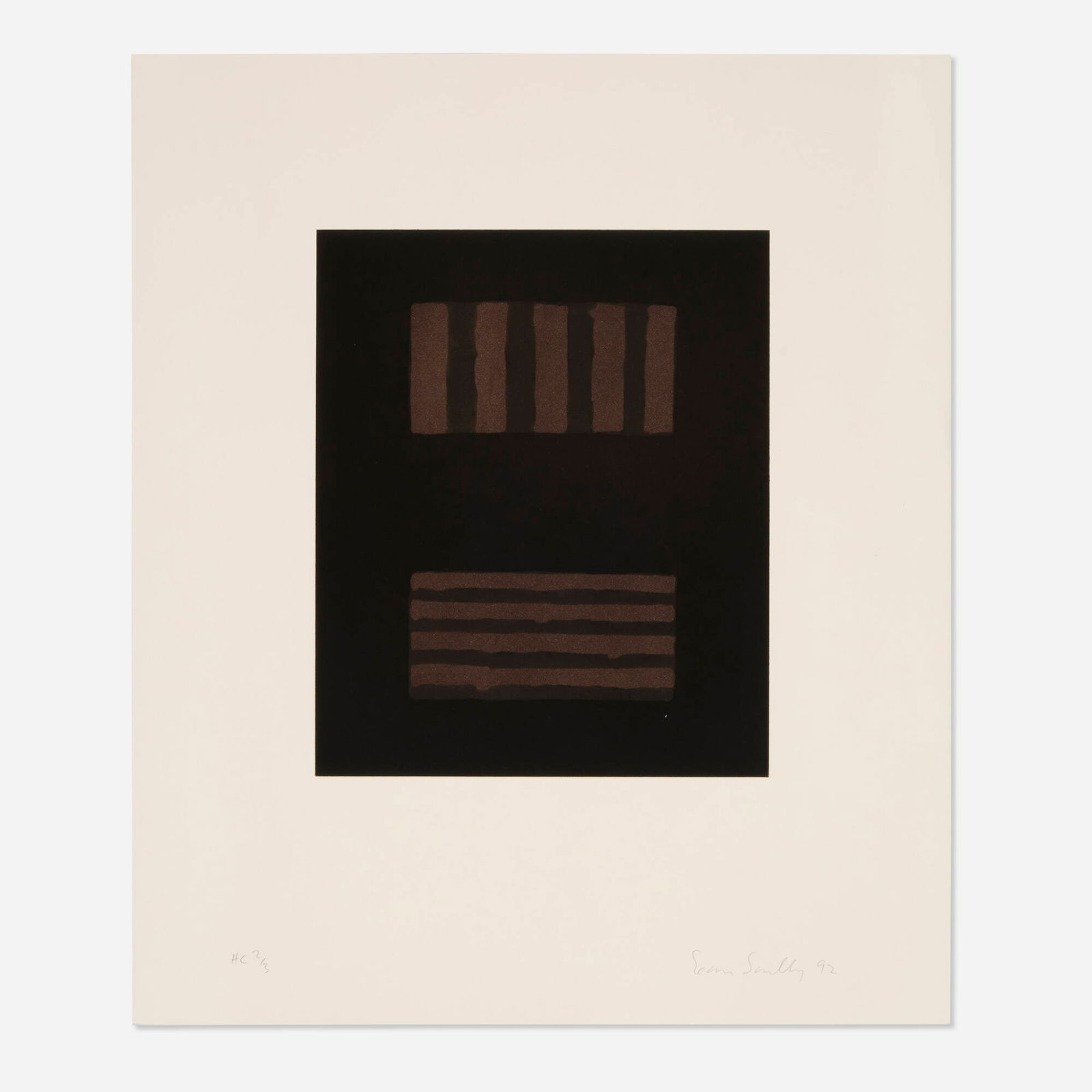 Sean Scully, Heart of Darkness 7 (from the Heart of Darkness portfolio): Sean Scully Heart of Darkness 7 (from the Heart of Darkness portfolio) 1992etching and aquatint in colors on Lana Royal image: 12.25 h x 10.25 w in (31 x 26 cm) sheet: 21.875 h x 18.5 w in (56 x 4