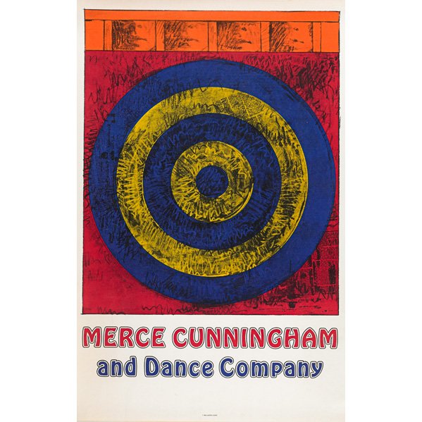 MERCE CUNNINGHAM DANCE COMPANY POSTER: Offset lithograph in colors, after Jasper Johns, "Target"; 1968; 35" x 23" (sheet)