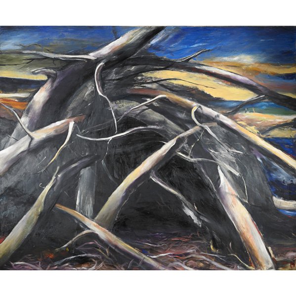 MICHAEL GREGORY (American, b. 1955): Oil on canvas; "Lair," 1986; 80" x 96"