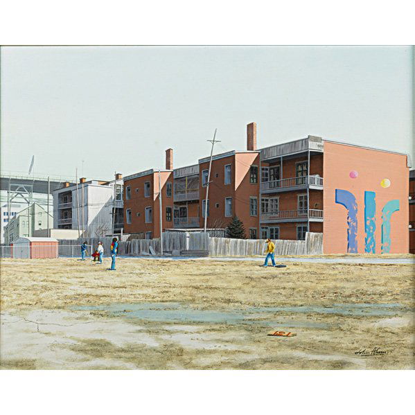 JOHN AHEARN (American, b. 1951): Oil on canvas cityscape (framed); Signed; 16" x 20 1/8"