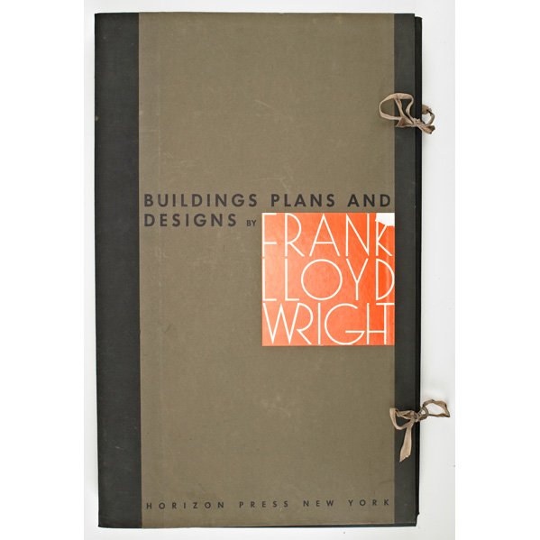 FRANK LLOYD WRIGHT: Buildings, Plans and Designs," portfolio of 100 numbered plates with text by William Wesley Peters and Frank Lloyd Wright, New York, 1963; 1st edition; 25 1/2" x 16" x 2