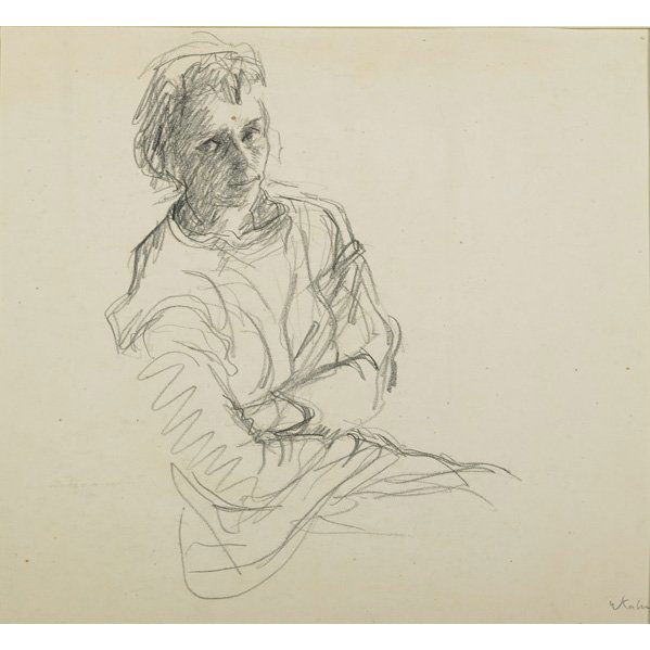 WOLF KAHN (American, b. 1927): Charcoal on paper of a woman; Signed; 13 3/8" x 17 (sheet)