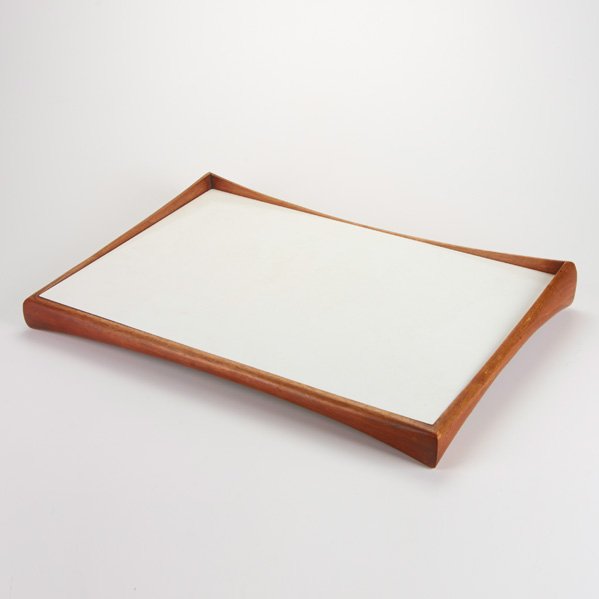 PHIL POWELL: Bar tray, New Hope, PA, 20thc. ; Walnut, pine and laminate; Unmarked; 21 1/2" x 15"