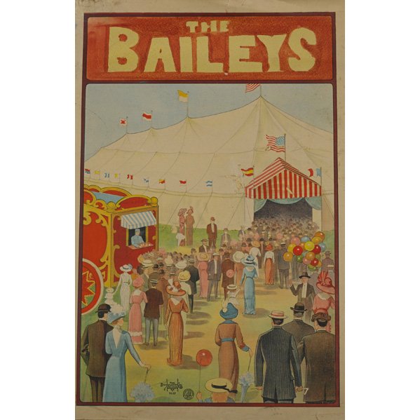 CIRCUS POSTERS, ETC.: Includes Baileys, The Tokio Japanese Troupe; Along with watercolor of Chinese actors, poster of Charles and Ray Eames, etching signed Paul Geissler (German, 1881 - 1965) and offset lithographs after w