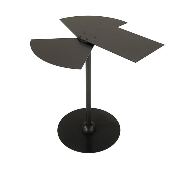 AFTER PIERRE CHAREAU: Adjustable occasional table. 2000s; Enameled steel; Unmarked; 26" x 24 1/2 dia.