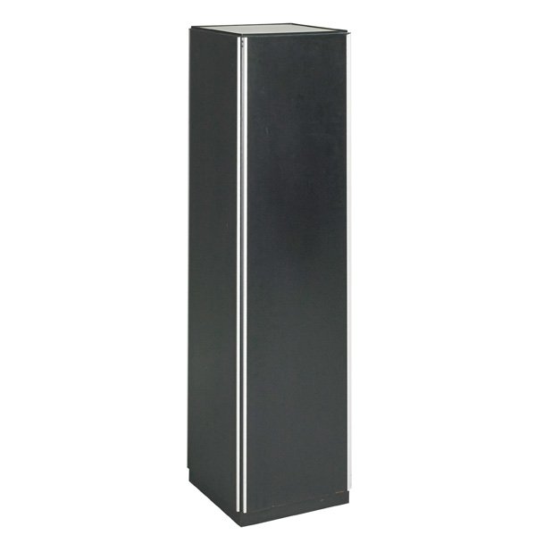BILL CURRY; DESIGN LINE: Pedestal lamp with black and chrome strips; Unmarked; 48" x 13 1/4"