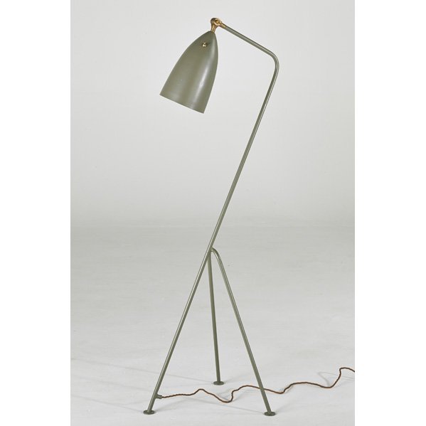 STYLE OF GRETA GROSSMAN: Contemporary enameled metal floor lamp with brass fittings, 2000s; Unmarked; 48 1/2" x 19" x 15 1/2"