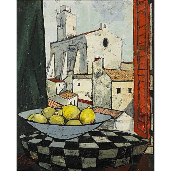 CHARLES LEVIER (American, 1920-2004): Oil on canvas; "Fenetre a Dieulefit" (framed); Signed on front, signed and titled on back; 30 1/8" x 24 1/4"
