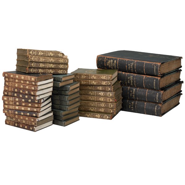 EARLY 20TH C. BOOKS: Thirty-eight: including twelve volumes "New Century Library", 1904, Twelve volumes "The Novels of Jane Austin, 1903. "Pocket Library of the Worlds Essential Knowledge", 1929, "Century Dictionary and E