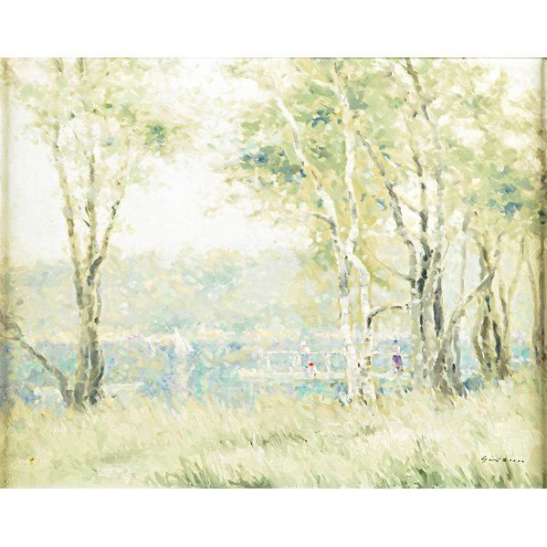 ANDRE GISSON (American, 1928-2003): Oil on canvas landscape (framed); Signed; 16" x 20" Artist: Gisson, Andre