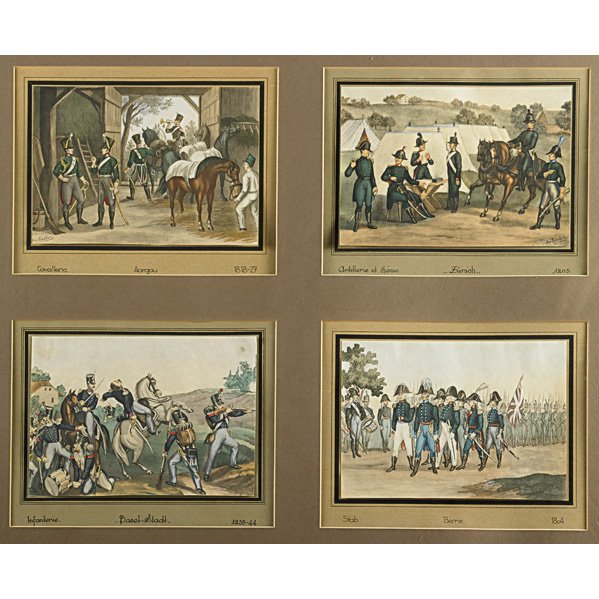 ALBERT VON ESCHER (Swiss, 1833-1905): Four watercolors on paper of Napoleonic military scenes, 19th/20th c. (one framed); 6 3/4" x 9 1/2" Artist: Von Escher, Albert
