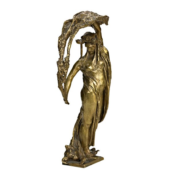 BOHUMIL KAFKA (Czechoslovakian, 1878-1942): Bronze sculpture of a classical female figure; Signed B. Kafka, Cire Perdue Foundry stamp; 18 3/4" Artist: Kafka, Bohumil
