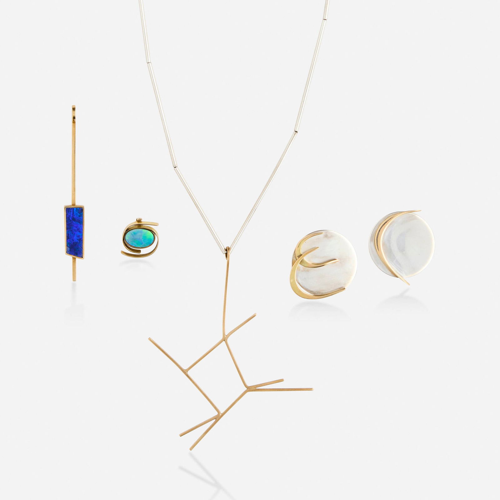 Betty Cooke, Group of silver, gold, and opal jewelry (1 of 4)