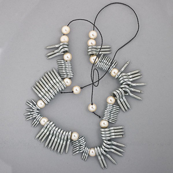 ANNI ALBERS DESIGN "EYE HOOK AND PEARL" NECKLACE: Limited production, 1999-2000, Musée des Arts Décoratifs, Paris; In box