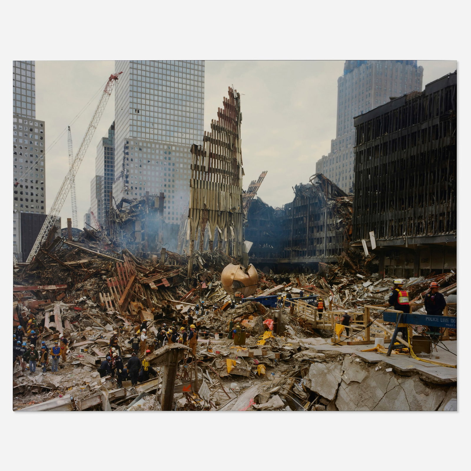 Joel Meyerowitz, Rescue Teams on The Plaza: Joel Meyerowitz Rescue Teams on The Plaza 2001 / printed 2003C-print mounted to aluminum image: 18.5 h x 23.5 w in (47 x 60 cm) sheet: 19.125 h x 24 w in (49 x 61 cm) Signed, titled, dated