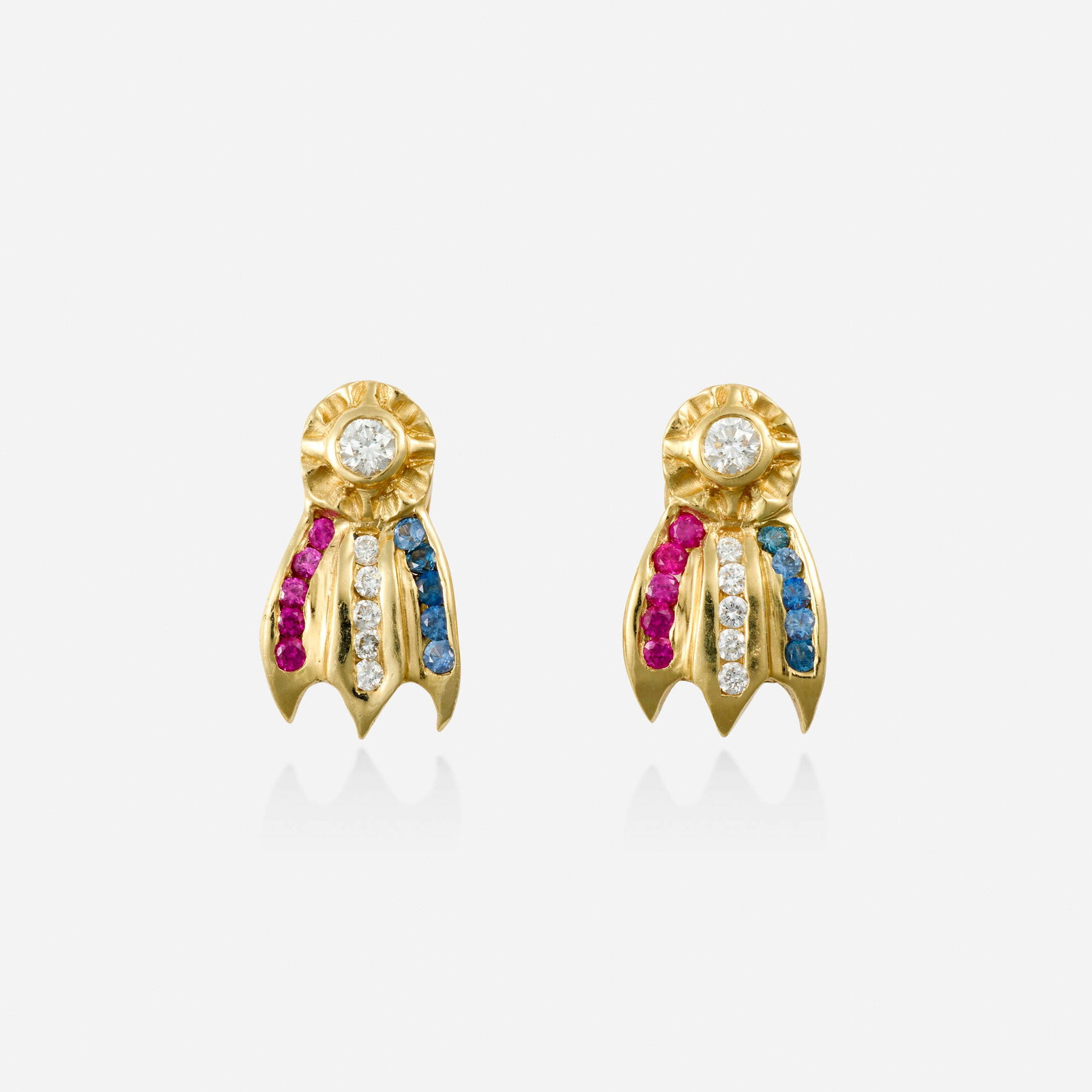 Diamond, multi-gem, and gold earrings (1 of 2)