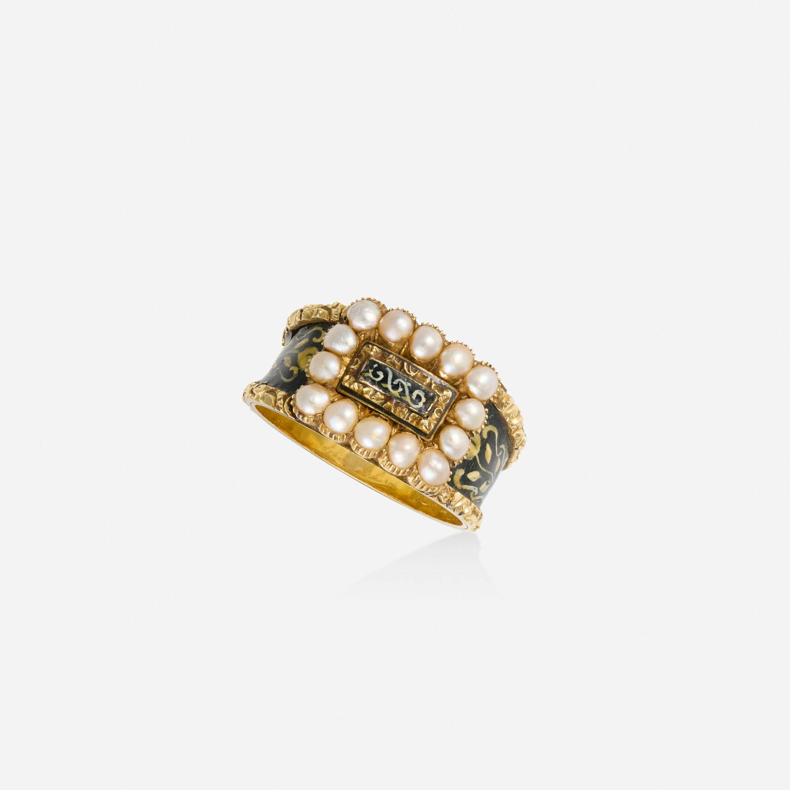 Antique, Seed pearl, enamel, and gold ring (1 of 1)