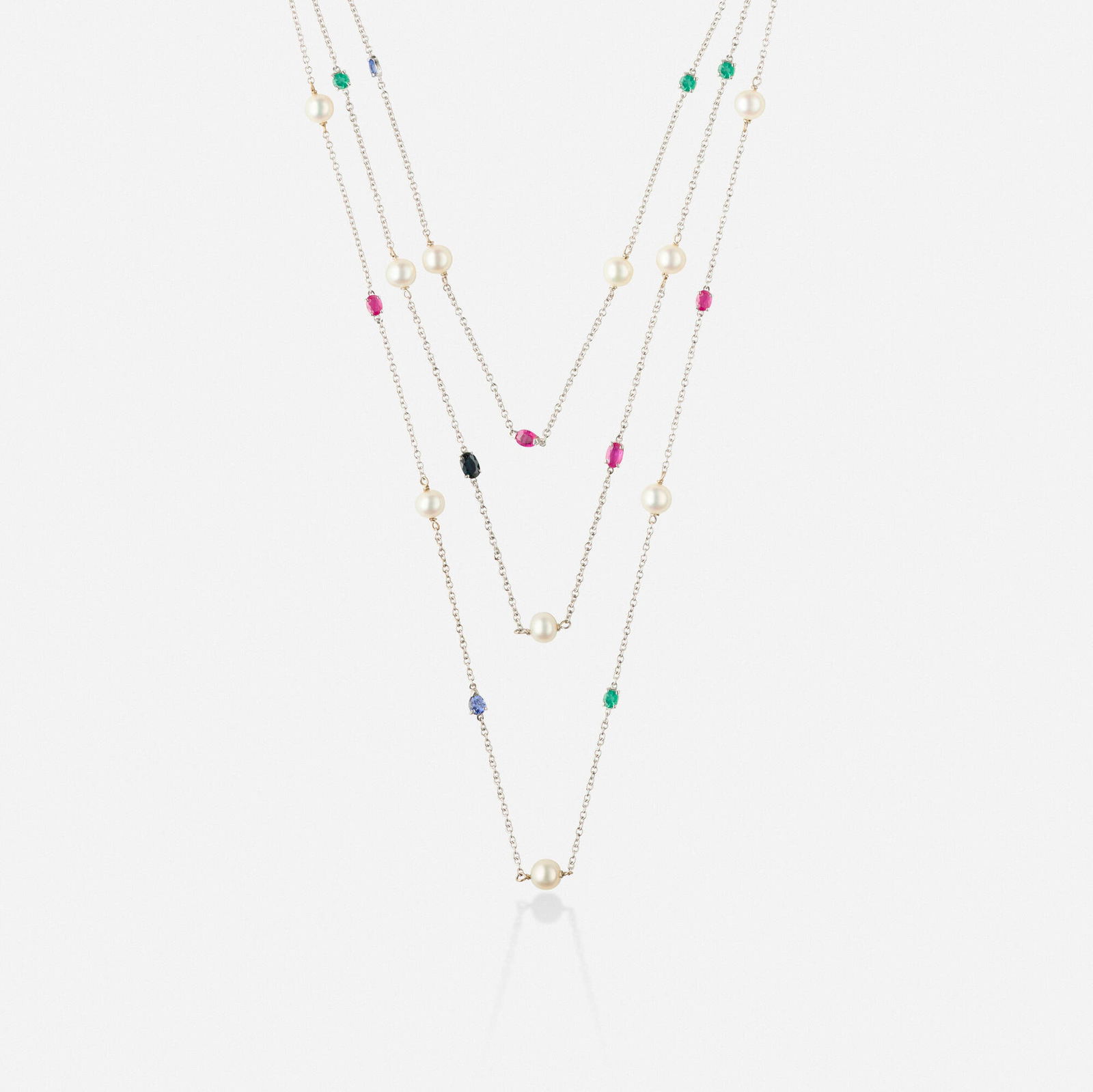 Cultured pearl and multi-gem necklace (1 of 2)