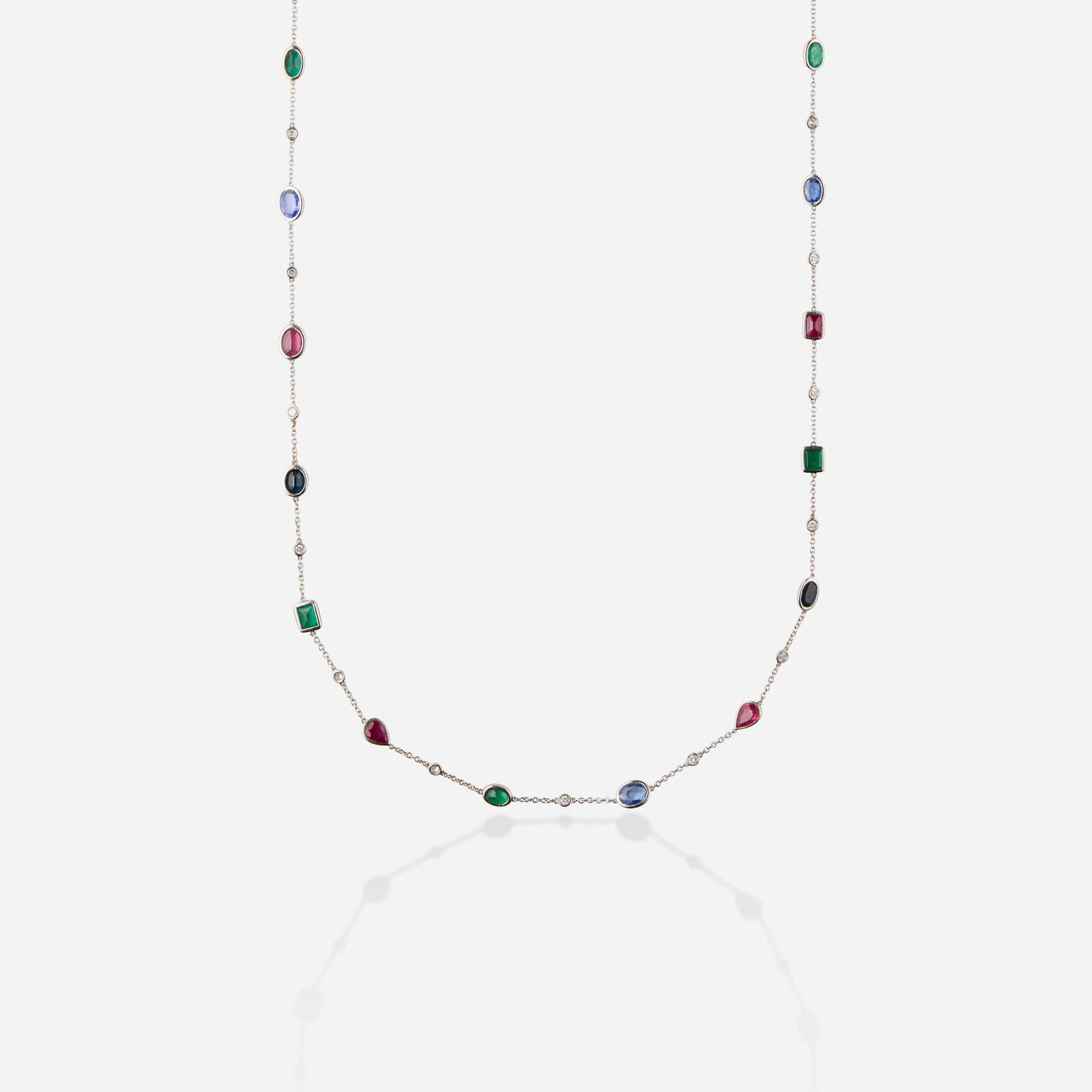 Multi-gem, diamond, and white gold necklace (1 of 2)