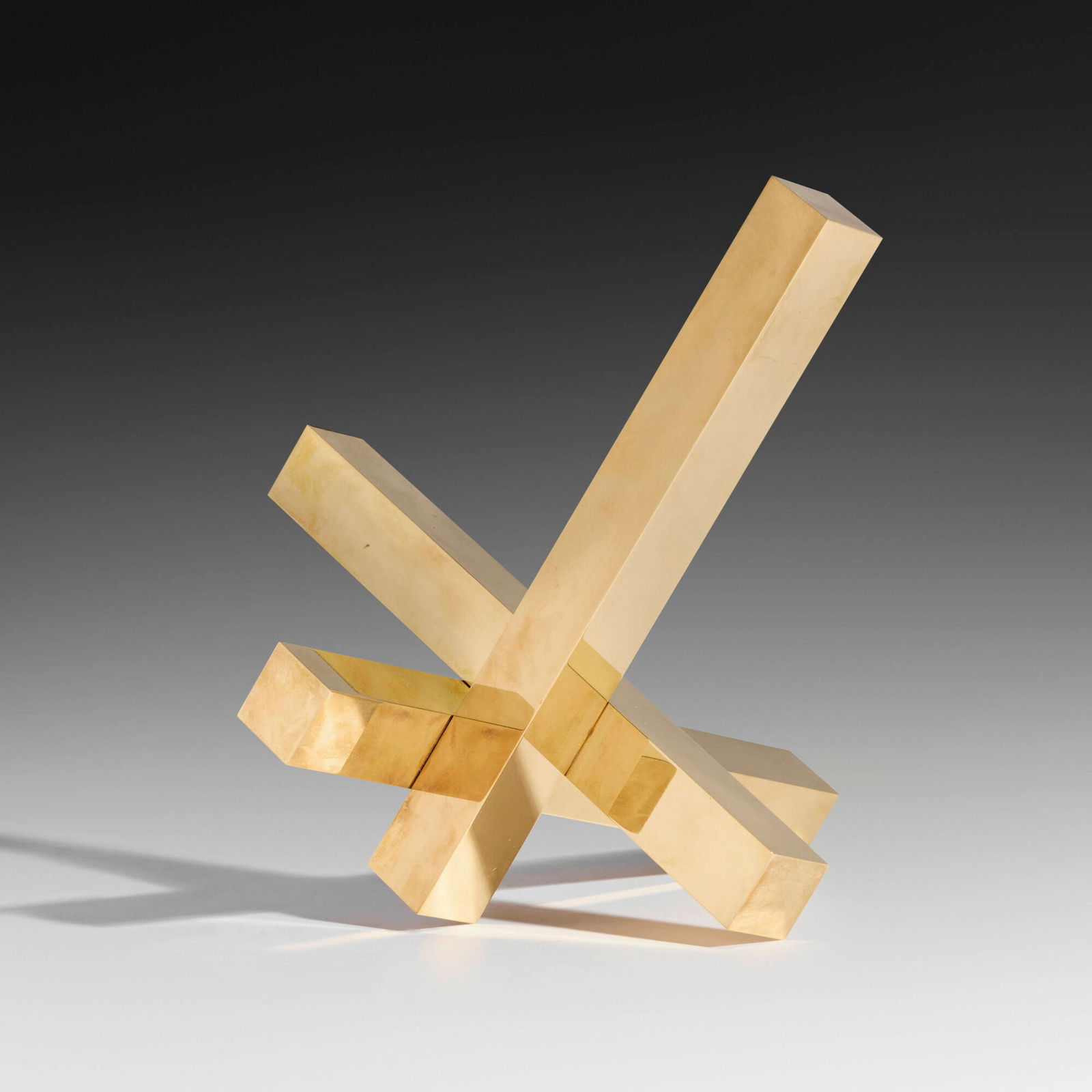 Max Bill, Einheit aus drei gleichen Volumen: Max Bill Einheit aus drei gleichen Volumen 1961-66brass 8.75 h x 9 w x 8.75 d in (22 x 23 x 22 cm) Etched signature, date and number to underside 'Bill 1961-66 12/12'. This work is number 12 f