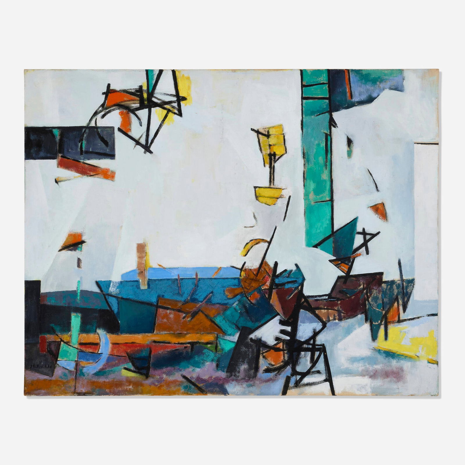 Judith Rothschild, Fragments of a Landscape (That Day): Judith Rothschild Fragments of a Landscape (That Day) 1956oil on canvas 30 h x 38 w in (76 x 97 cm) Signed to lower left 'J Rothschild'. Signed, titled, dated and inscribed to verso of stretch