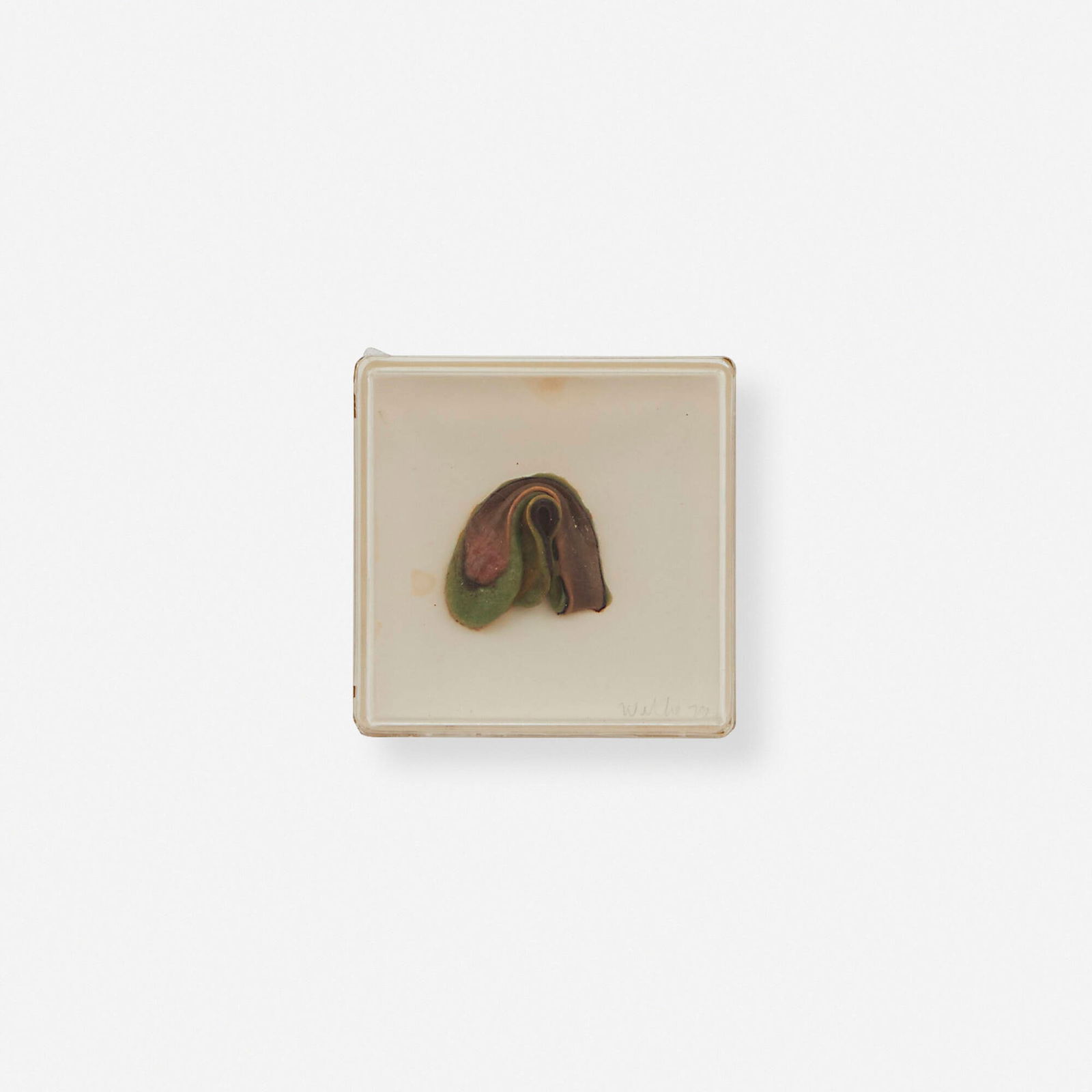 Hannah Wilke, Untitled: Hannah Wilke Untitled 1979chewing gum in Plexiglas box 2.5 h x 2.5 w x 1 d in (6 x 6 x 3 cm) This work will ship from Lambertville, New Jersey.