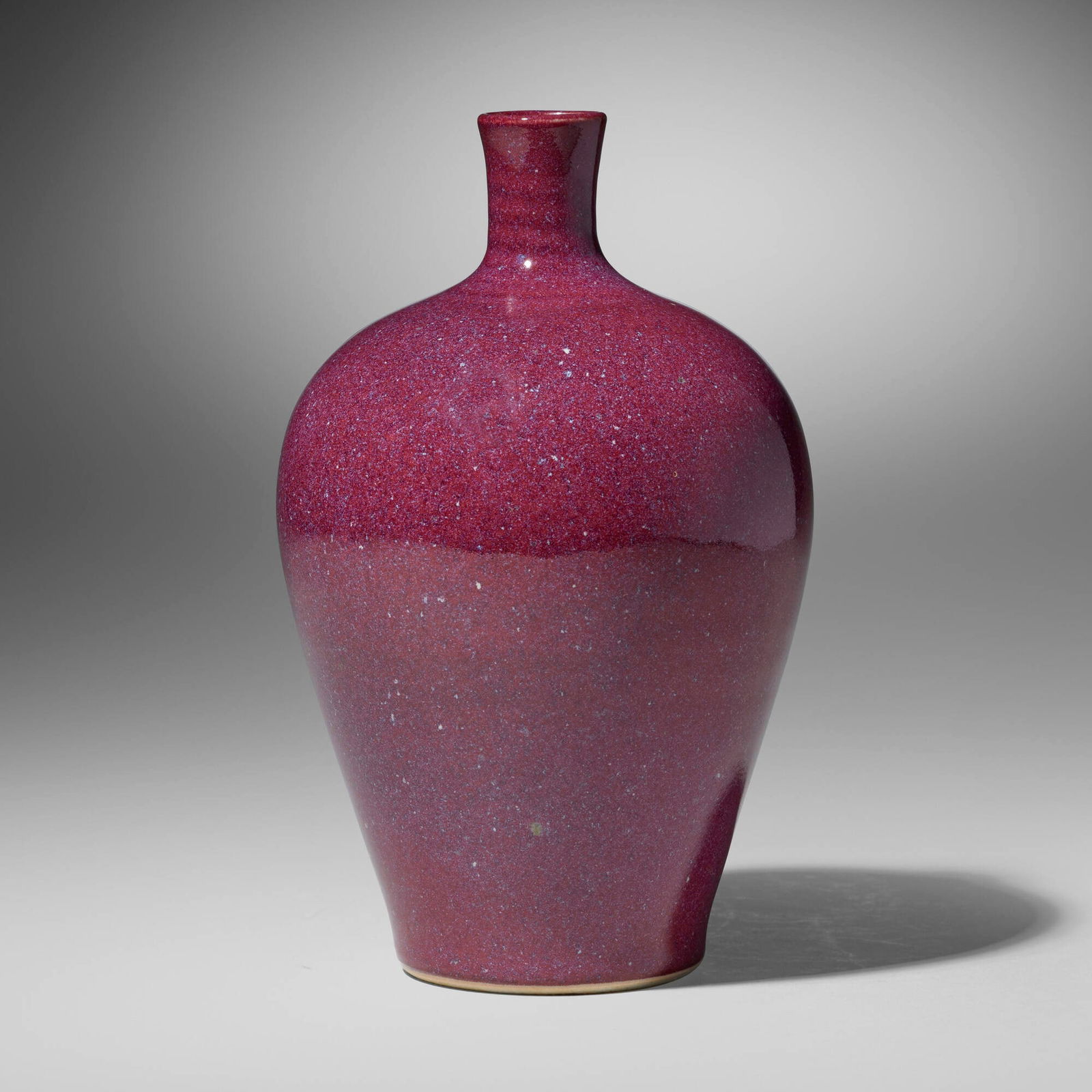 Brother Thomas Bezanson, Vase: Brother Thomas Bezanson Vase c. 1980copper red-glazed porcelain 8.625 h x 5.25 dia in (22 x 13 cm) Incised signature to underside 'Benedictine Monks Weston Vermont' with ichthys symbol and num
