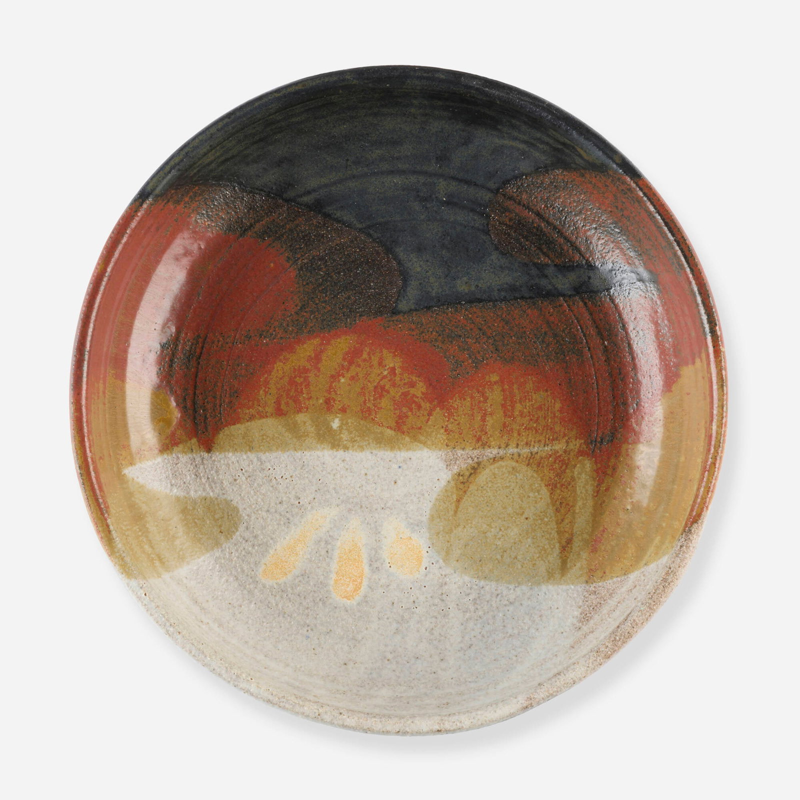 Charles Higa, Low bowl: Charles Higa Low bowl glazed stoneware 2.75 h x 10.75 dia in (7 x 27 cm) Incised signature to underside 'Higa'. Provenance: Acquired directly from the artist by the present o