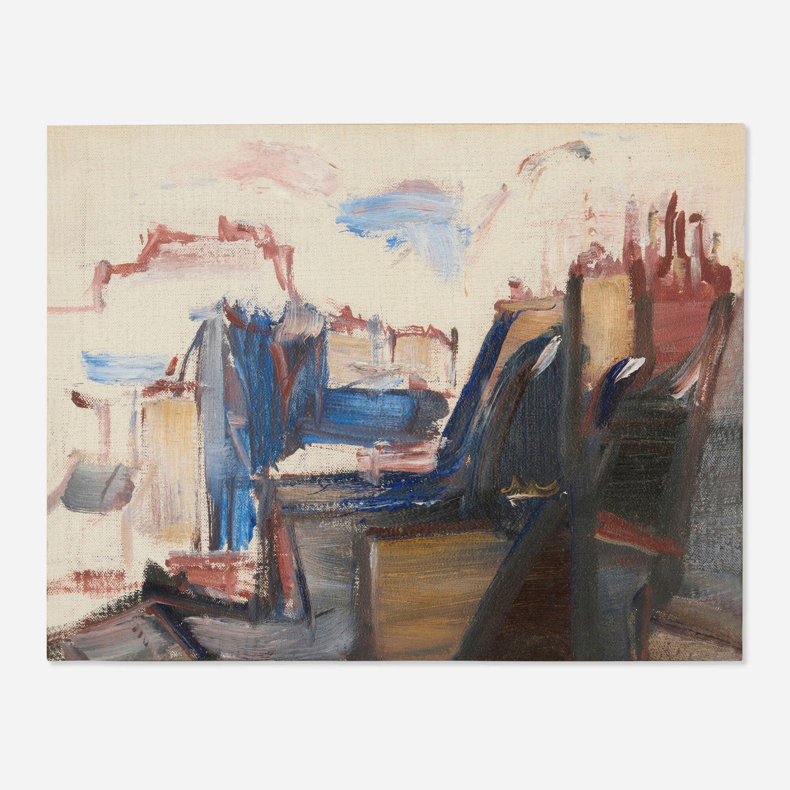 Jean Helion, Untitled: Jean Helion Untitled 1964oil on canvas 10.875 h x 13.75 w in (28 x 35 cm) Signed, dated and inscribed to verso 'Helion 64 a Meyer affectueusement'. Provenance: Collecti