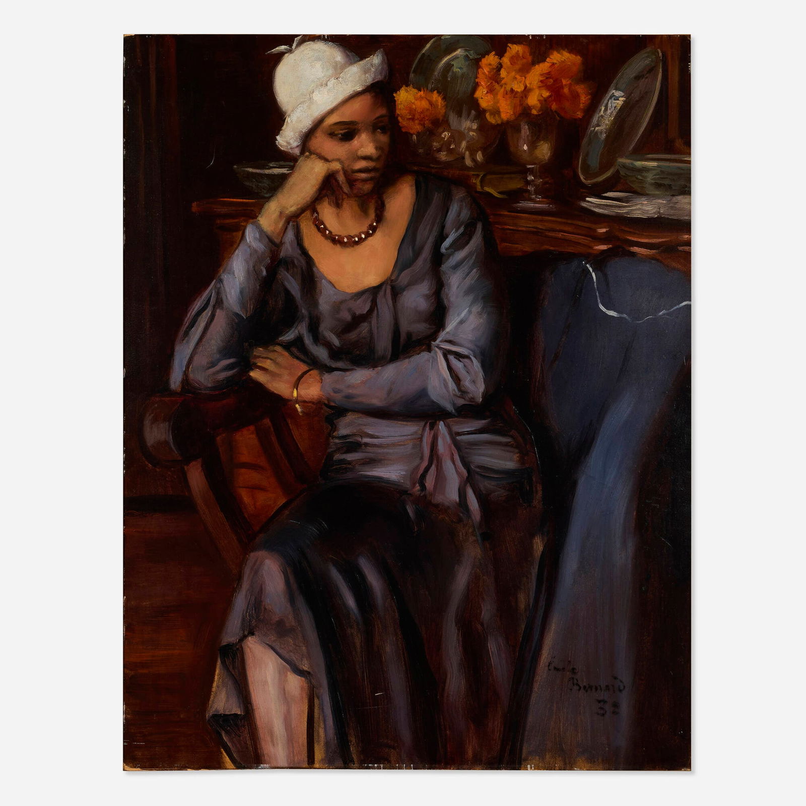 Emile Bernard, Woman with a Cloche Hat: Emile Bernard Woman with a Cloche Hat 1932oil on board 41.5 h x 32.25 w in (105 x 82 cm) Signed and dated to lower right 'Emile Bernard 32'. Provenance: Collection of S