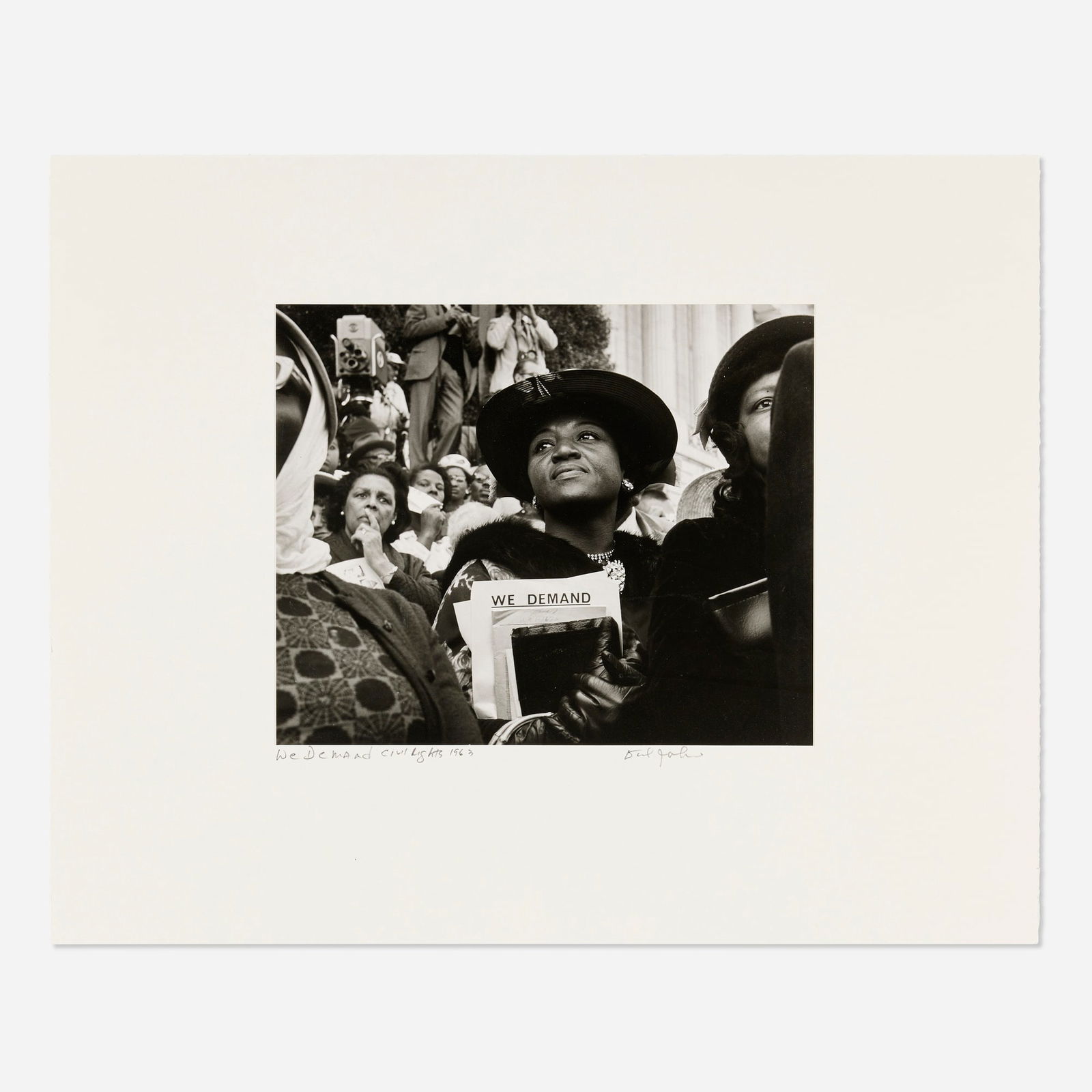 David Johnson, We Demand Civil Rights: David Johnson We Demand Civil Rights 1963gelatin silver print image: 8.875 h x 10.75 w in (23 x 27 cm) mount: 16 h x 20 w in (41 x 51 cm) Signed, titled and dated to mount 'We Demand Civil