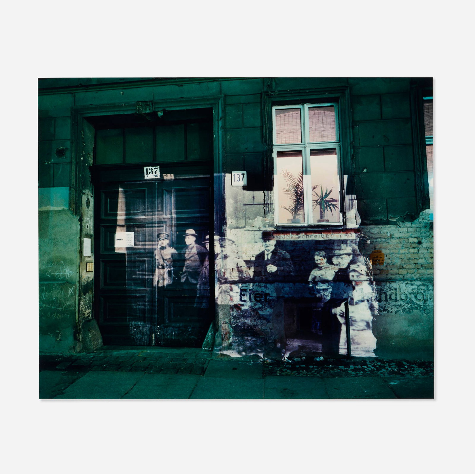 Shimon Attie, Linienstrasse 137: Shimon Attie Linienstrasse 137: Slide projection of police raid on former Jewish residents, 1920, Berlin (from The Writing on the Wall series) 1992 C-print sight: 17.25 h x 21.125 w in (44 x 54 cm)