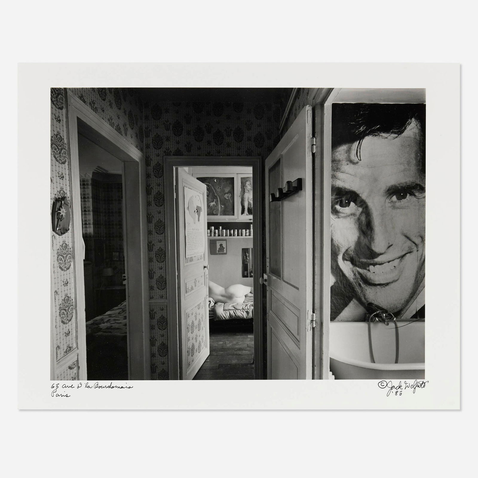Jack Welpott, 65 Avenue de la Bourdonnais: Jack Welpott 65 Avenue de la Bourdonnais 1985gelatin silver print image: 9 h x 11.75 w in (23 x 30 cm) sheet: 11 h x 14 w in (28 x 36 cm) Signed, titled and dated to lower edge '65 Ave de l