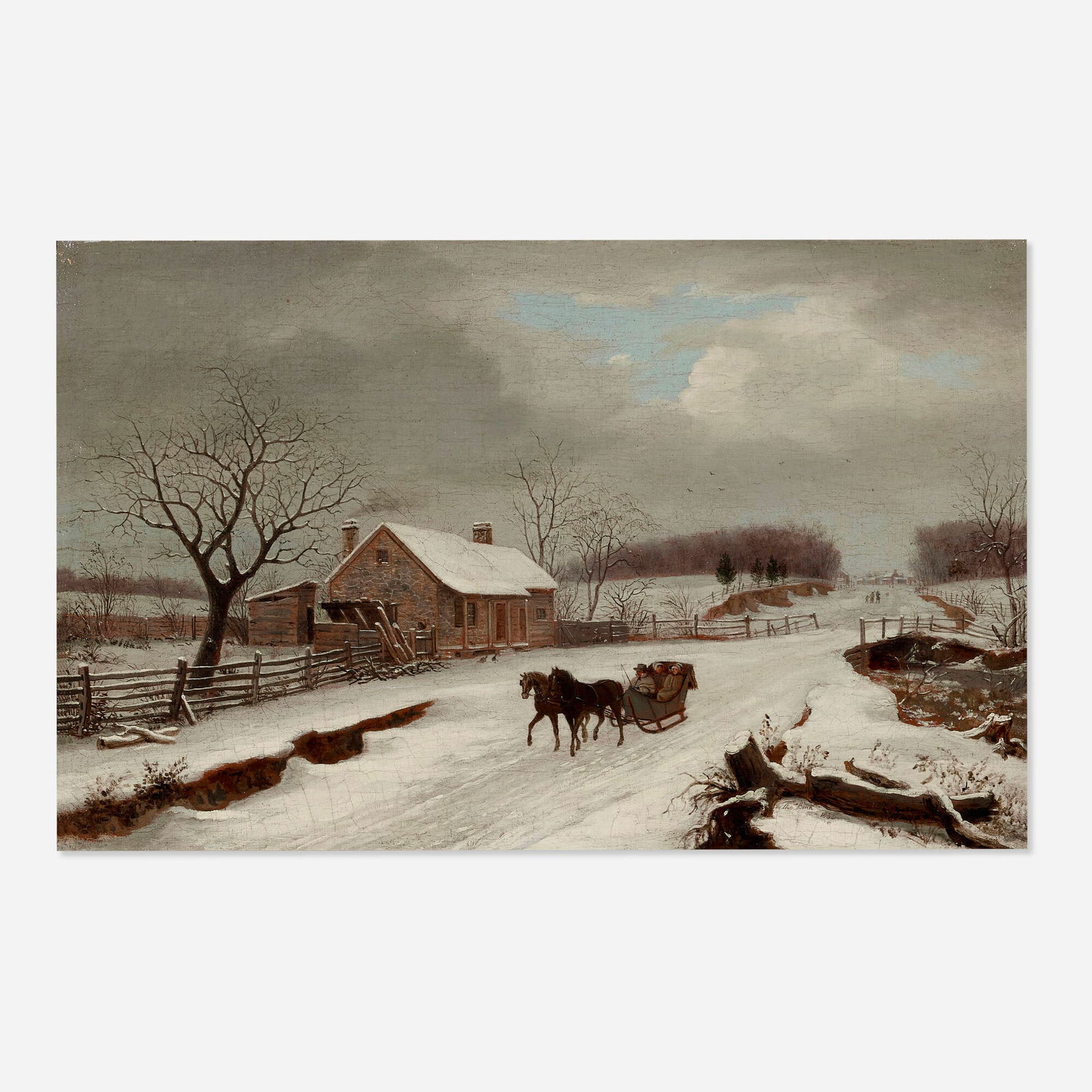 Thomas Birch, Winter in the Country: Thomas Birch Winter in the Country 1832oil on canvas 17 h x 26.625 w in (43 x 68 cm) Signed and dated to lower right 'Tho. Birch 1832'. Provenance: Important American C