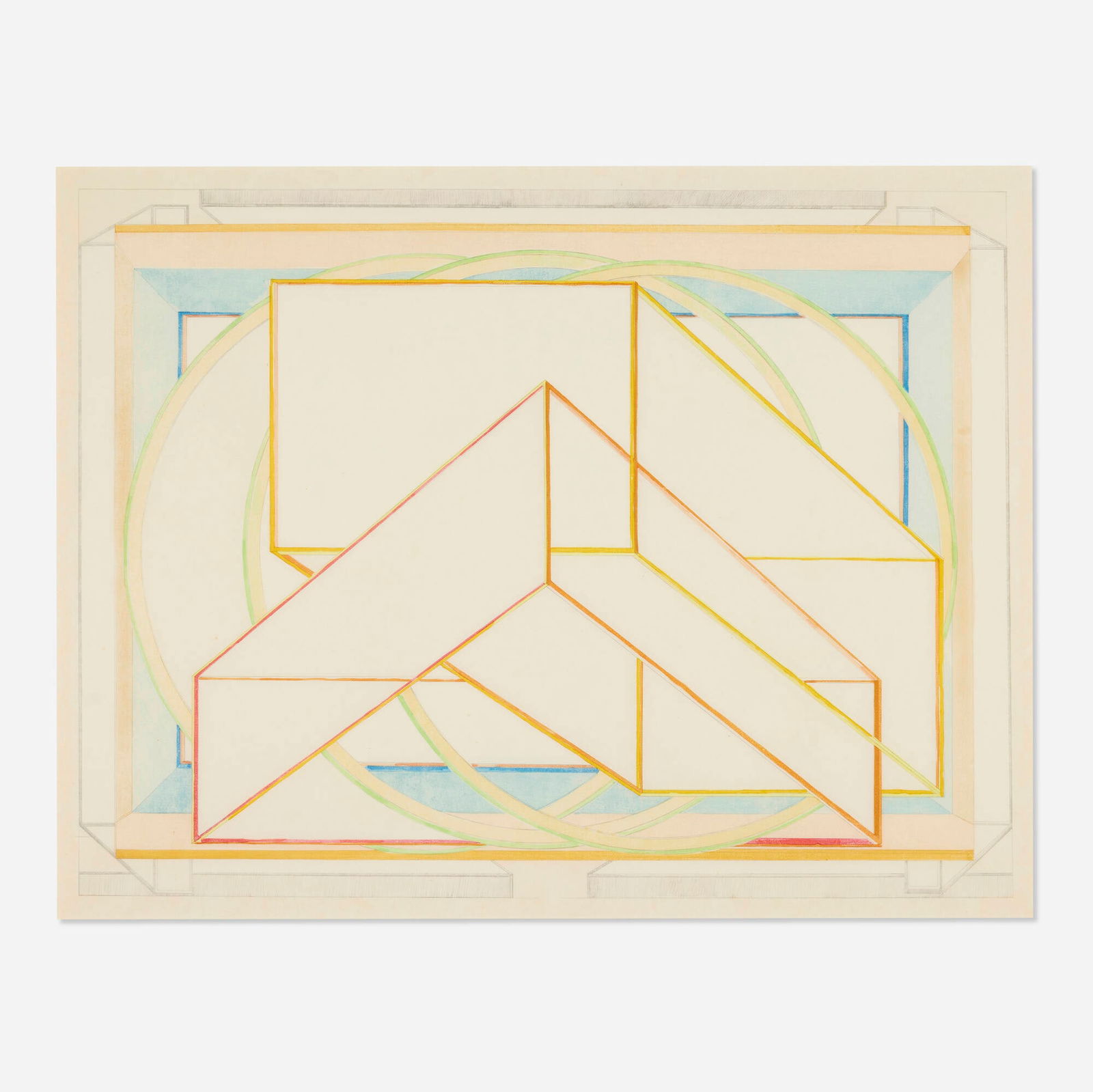 Al Held, Kyoto-Wa: Al Held Kyoto-Wa 1985woodblock and lithograph in colors 27 h x 34 w in (69 x 86 cm) Signed, dated and numbered to verso '87/100 Al Held 85'. This work is number 87 from the edition of 100 prin