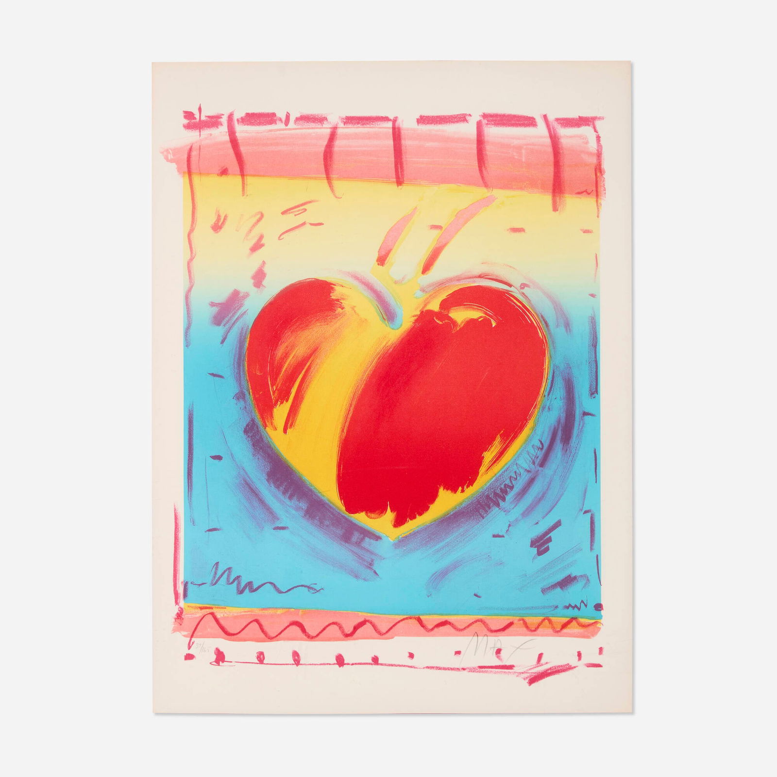 Peter Max, Hearts II: Peter Max Hearts II 1981lithograph in colors 29.5 h x 21.625 w in (75 x 55 cm) Signed and numbered to lower edge '37/165 Max'. This work is number 37 from the edition of 165.