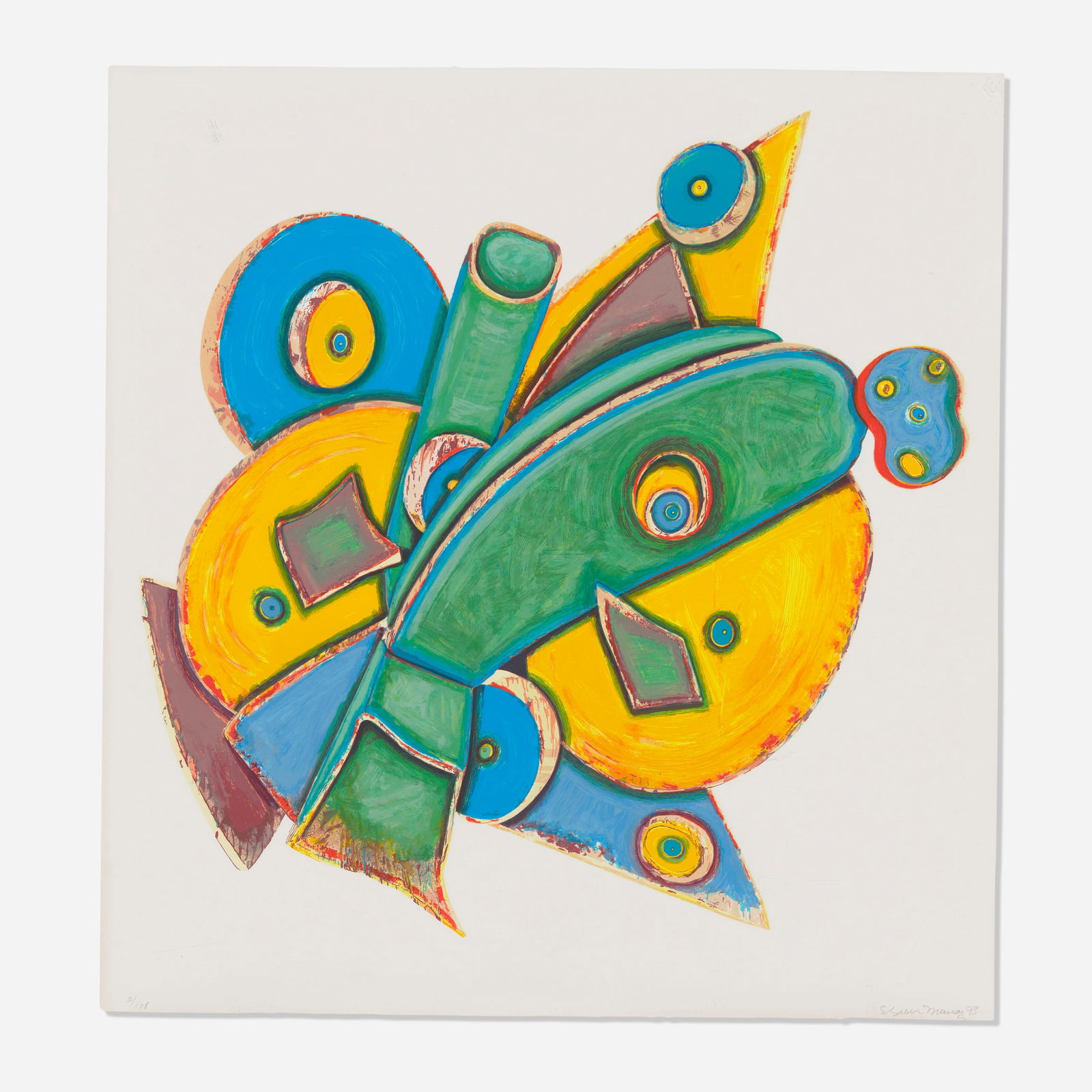 Elizabeth Murray, The Clock: Elizabeth Murray The Clock 1993screenprint in colors 39.75 h x 37.75 w in (101 x 96 cm) Signed, dated and numbered to lower edge '2/108 Elizabeth Murray 93' with publisher's blindstamp. This w