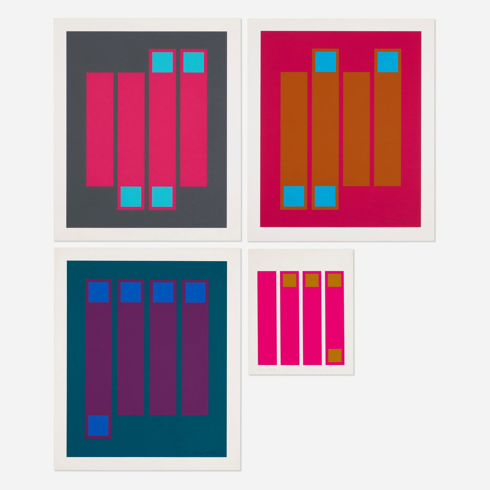 Doug Ohlson, Untitled; November (four works): Doug Ohlson Untitled; November (four works) 1968screenprint in colors sheet (largest): 25 h x 21 w in (63 x 53 cm) sheet (smallest): 14.125 h x 11.875 w in (36 x 30 cm) Signed, dated and nu